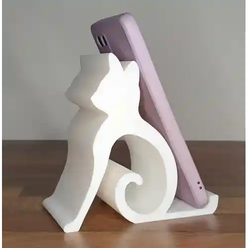 Riti Design - Felis - Minimalist Kedi Tasarım Masaüstü Telefon Tutucu - Beyaz