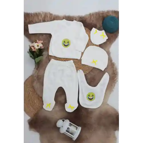 Sema Baby 5 Parça Gülen Surat Hastane Çıkışı Zıbın Seti 0-3 Ay