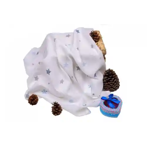 Sema Baby Çok Amaçlı Müslin Örtü 100x80 cm - Mavi Yıldız 8682476853131