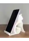 Riti Design - Felis - Minimalist Kedi Tasarım Masaüstü Telefon Tutucu - Beyaz