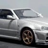 Inno64 Nissan Skyline GT-R (R34) V-Spec II Silver 1/64 Diecast Model Araç