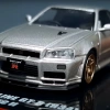 Inno64 Nissan Skyline GT-R (R34) V-Spec II Silver 1/64 Diecast Model Araç