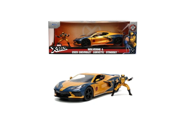1:24 2020 Chevrolet Corvette Stingray Model Araba ve Wolverine Figür