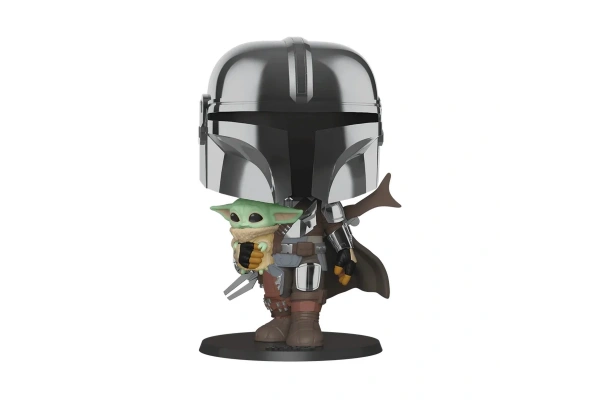 Funko POP! Deluxe Star Wars The Mandalorian 10 Chrome Mandalorian with Child 49931