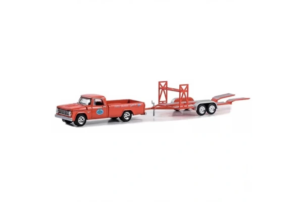 Greenlight 1:64 1967 Dodge D-100 with Tandem Car Trailer