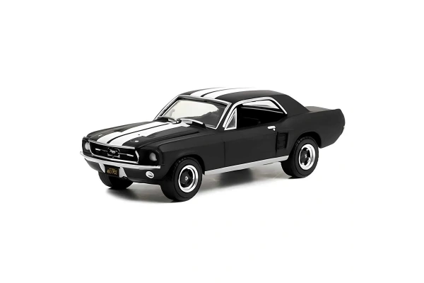 Greenlight 1:64 1967 Ford Mustang Coupe In Black With White Stripes