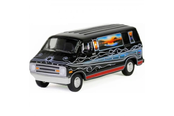 Greenlight 1/64 Vannin - 1977 Dodge B-100 Custom Van - Mountain Sunrise Decoration 30475