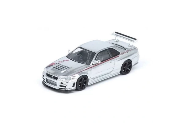 Inno 1/64 Nissan Skyline GT-R R34 Nismo R-Tune Chrome 3 Model Araba