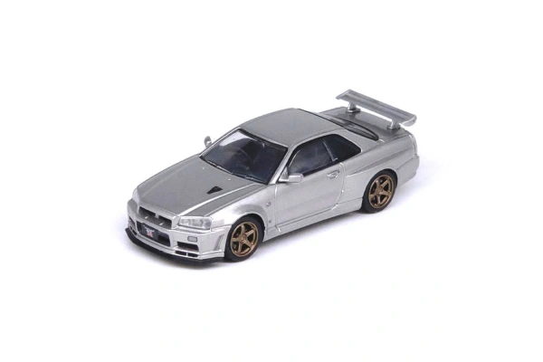 Inno64 Nissan Skyline Silver 200 GT-R (R34) V-Spec II Diecast Model Araba