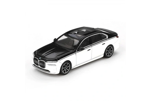 Mini GT 1/64 BMW i7 xDrive60 Alpine White / Black Sapphire - Blister Paket