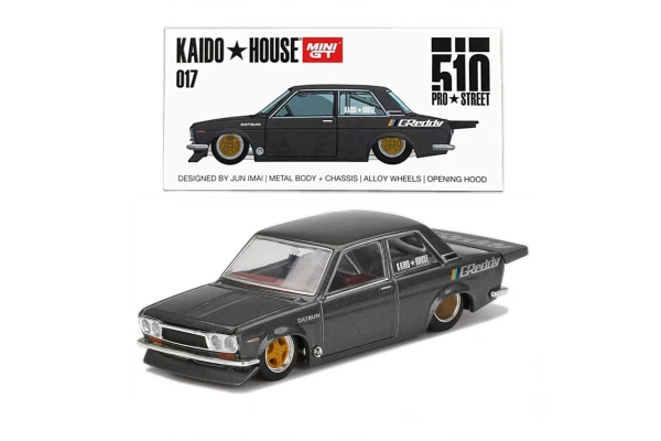 Mini GT 1:64 Datsun 510 Pro Street GREDDY Gun Metal Grey