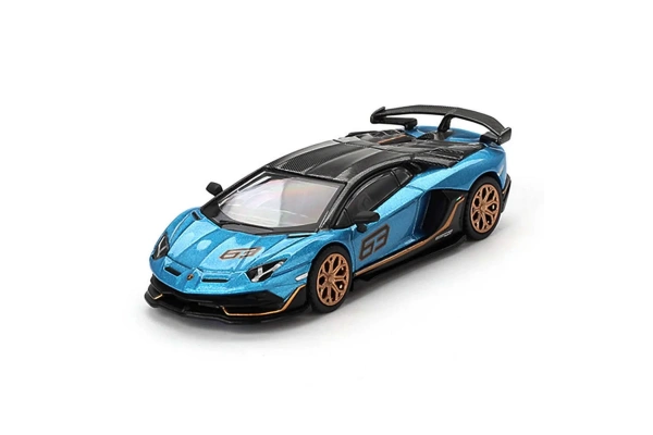 Mini GT 1/64 Lamborghini Aventador SVJ 63 Blu Aegir Blister Paket