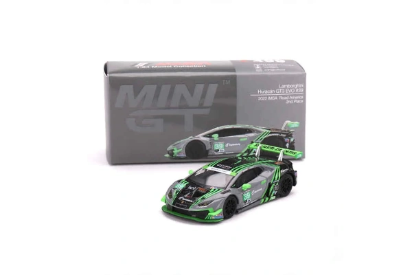 Mini GT 1:64 Lamborghini Huracan GT3 EVO #39 2022 IMSA Road America 2nd Place