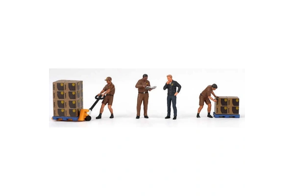 Mini Gt 1/64 Metal Figurine: UPS Driver and Workers