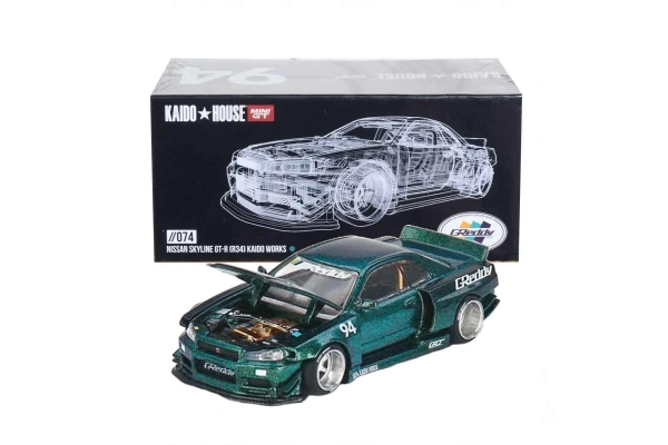 Mini GT 1:64 Nissan Skyline GT-R (R34) Kaido Works GReddy V1