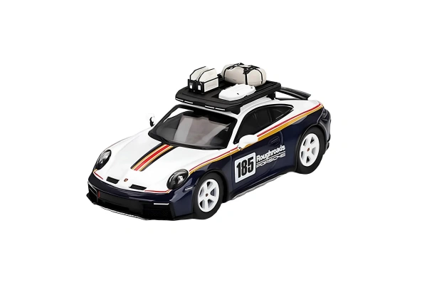 Mini GT 1/64 Porsche 911 Dakar Rallye Design Package White/Gentian Blue Metallic