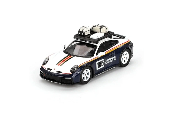 Mini GT 1/64 Porsche 911 Dakar Rallye Design Package White/Gentian Blue Metallic Blister Paket