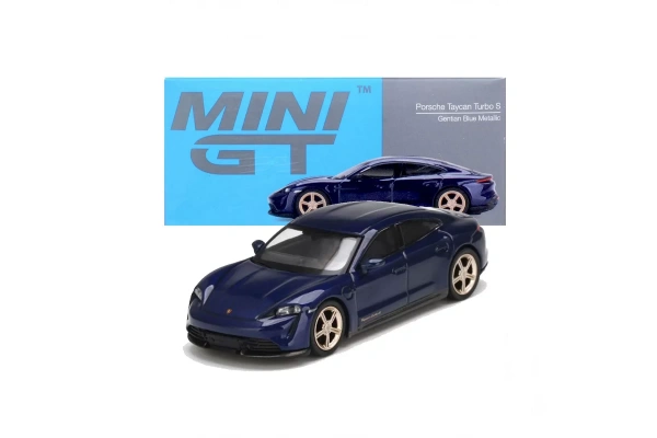Mini GT 1:64 Porsche Taycan Turbo S Gentian Blue Metallic