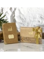 Asetat Kutuda Kadife Kumaş Kaplı Çanta İçerisinde İnci Tesbihli Gold Renkli Kadife Yasin Kitabı Seti