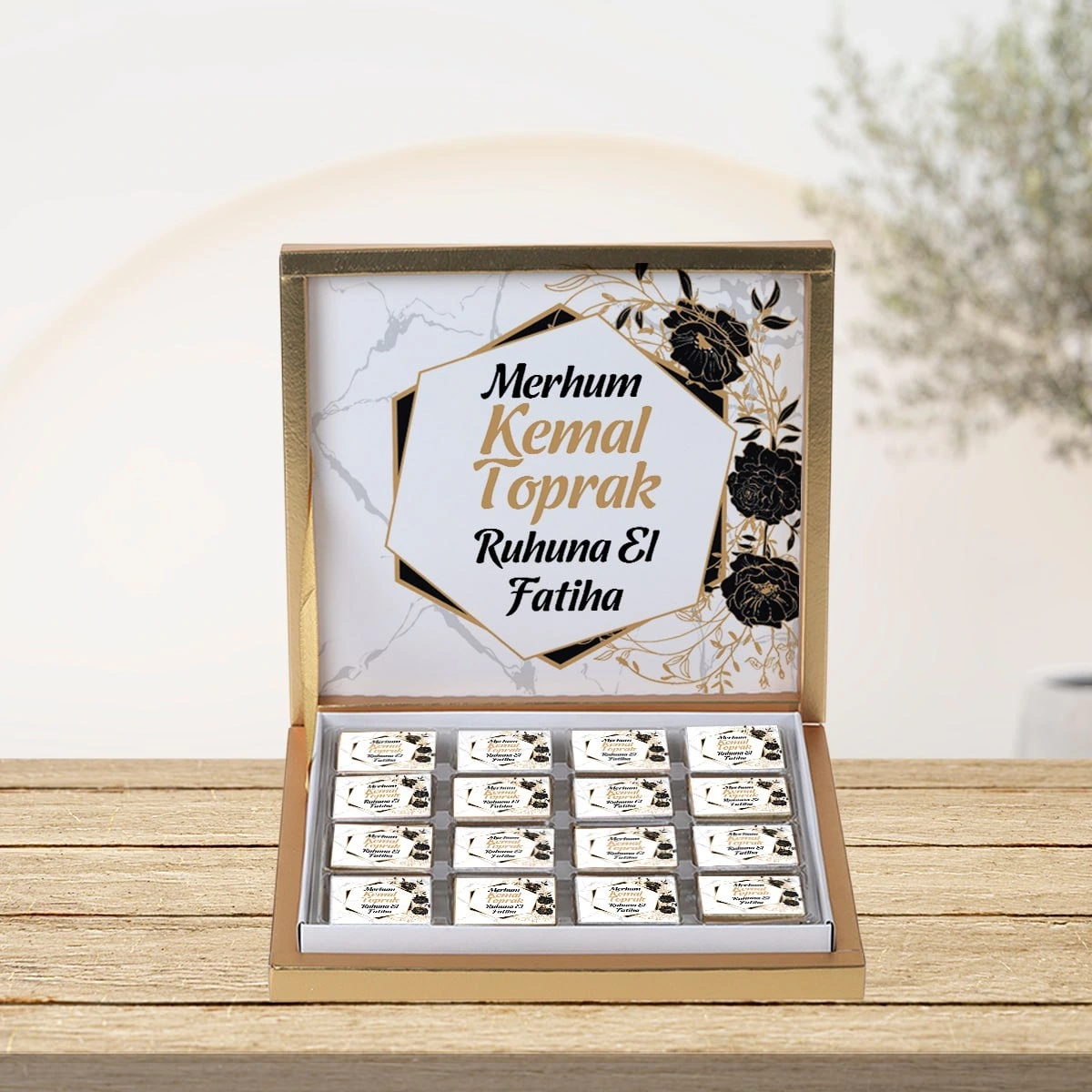 Siyah Altıgen Çikolata Kutusu 48li