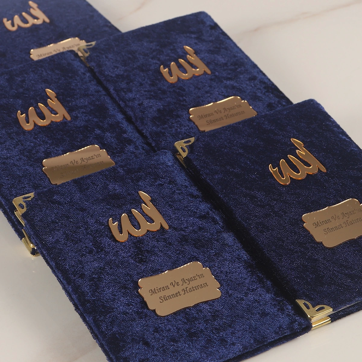 64 Sayfa Lacivert Kese ve İnci Tesbihli Kadife Yasin