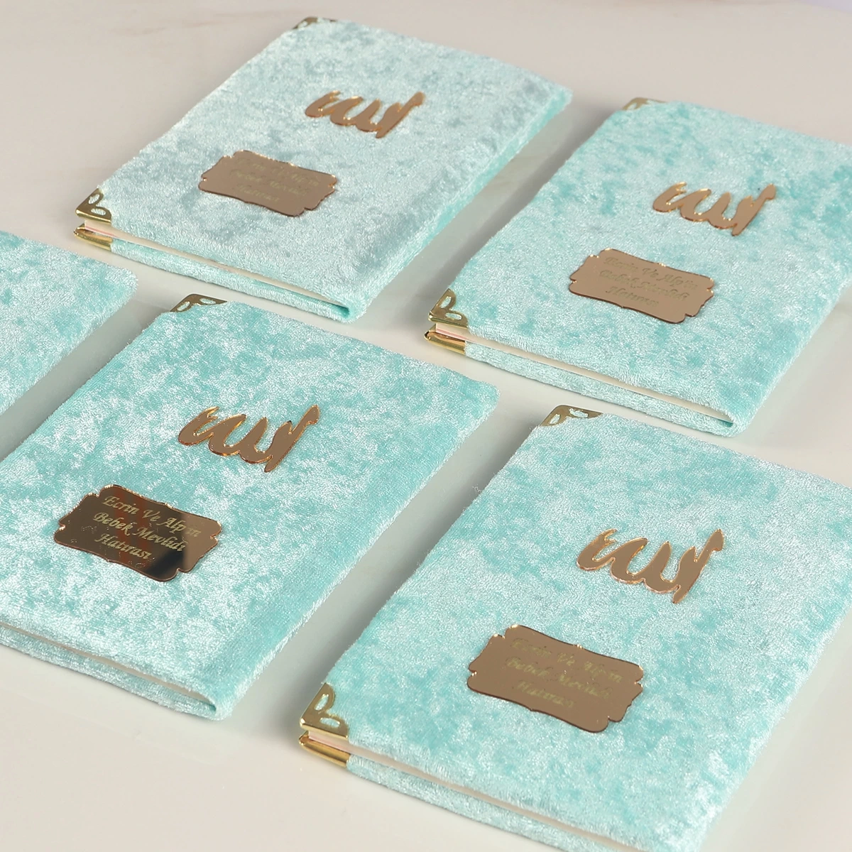 64 Sayfa Su Yeşil Kese ve İnci Tesbihli Kadife Yasin