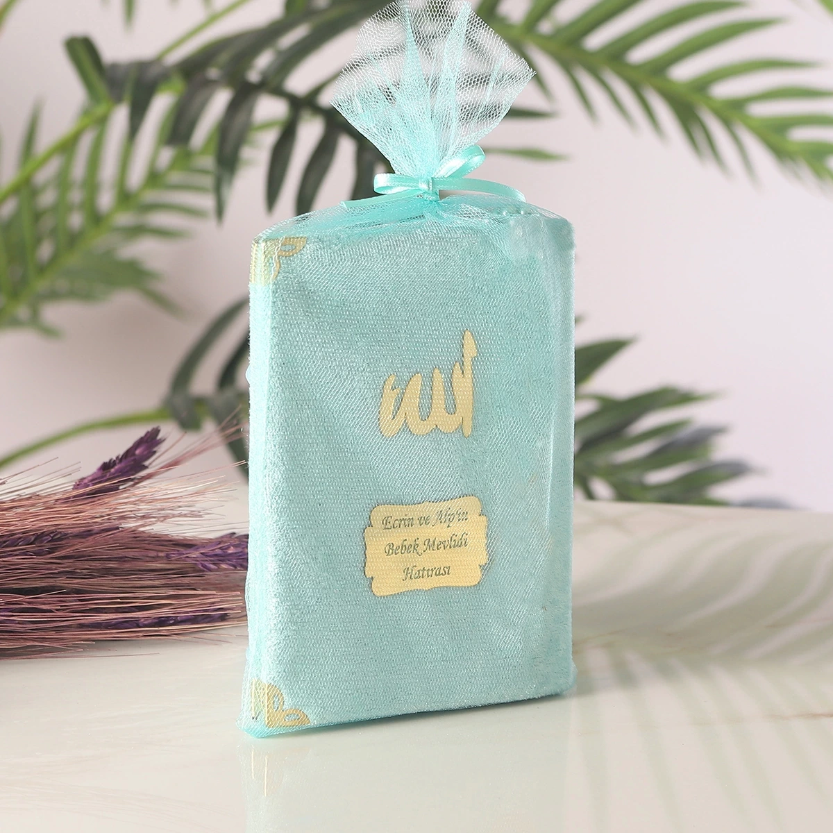 64 Sayfa Su Yeşili Keseli Kadife Yasin