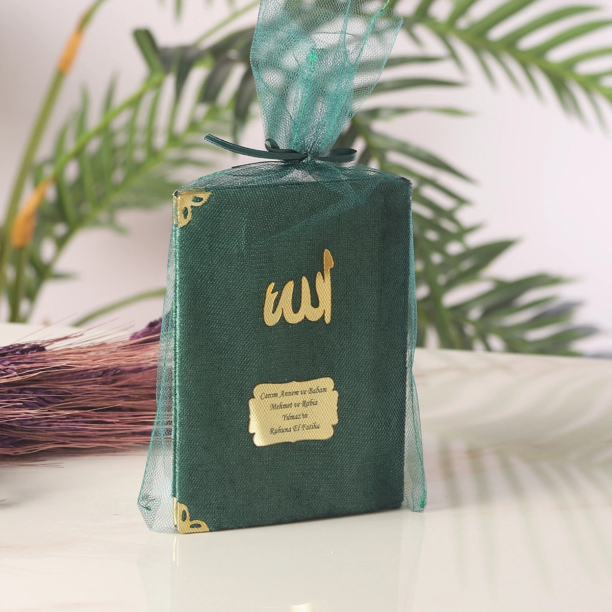 64 Sayfa Zümrüt Keseli Kadife Yasin