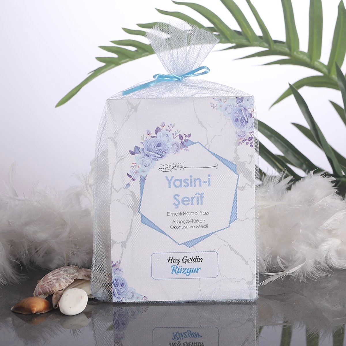 Altıgen Mavi Tül Kese + Yasin