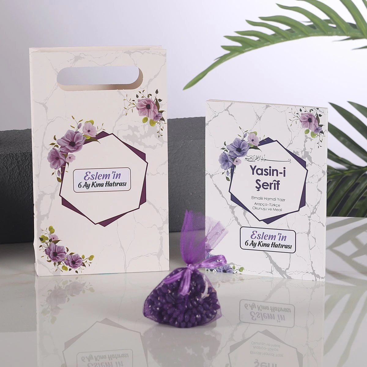 Altıgen Mor Çanta + Yasin + Kese Tesbih