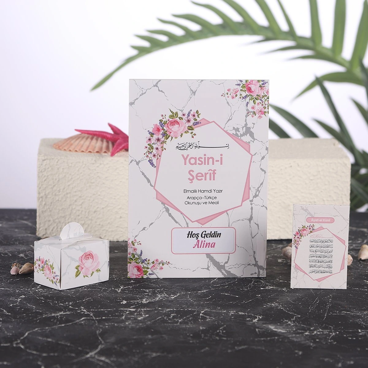 Altıgen Pembe Yasin + Lokumluk + Magnet