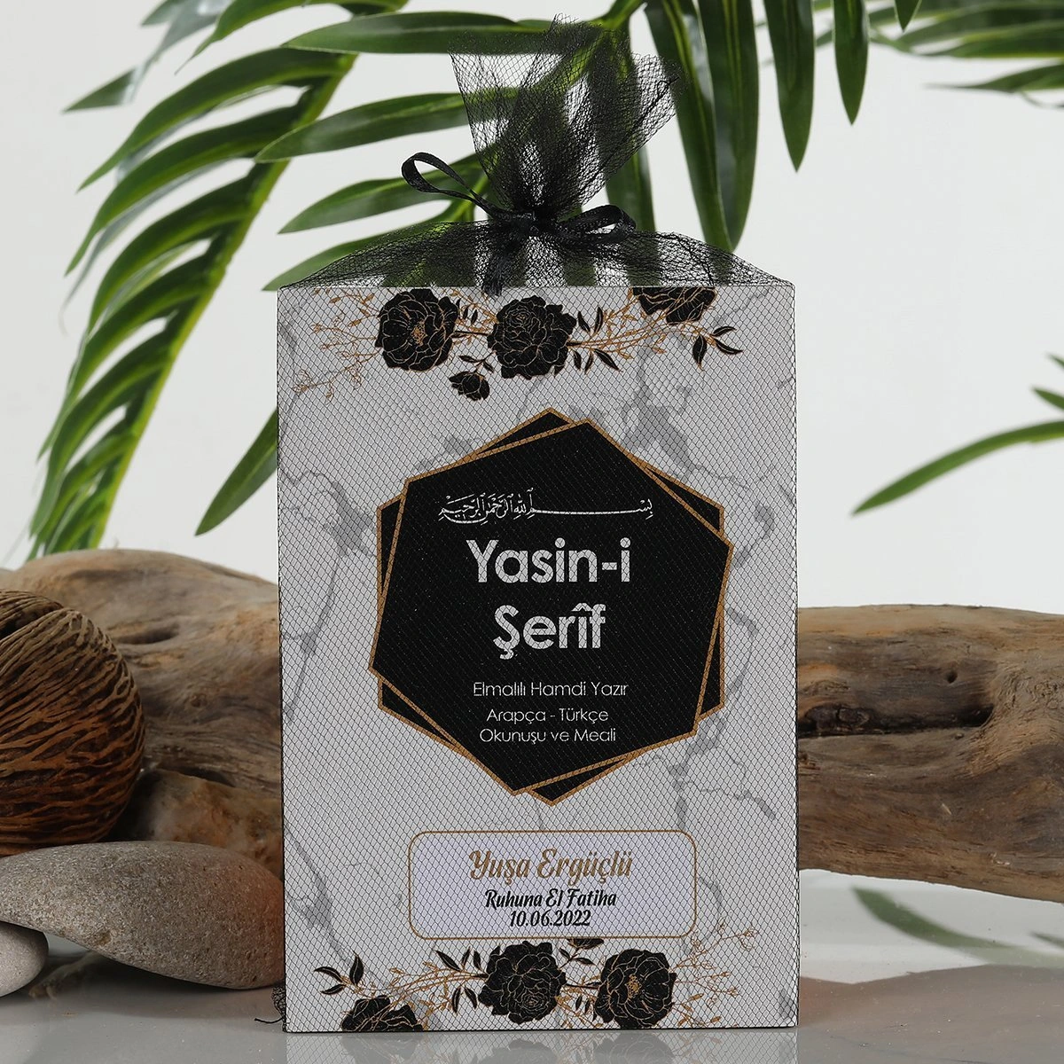 Altıgen Siyah Tül Kese + Yasin