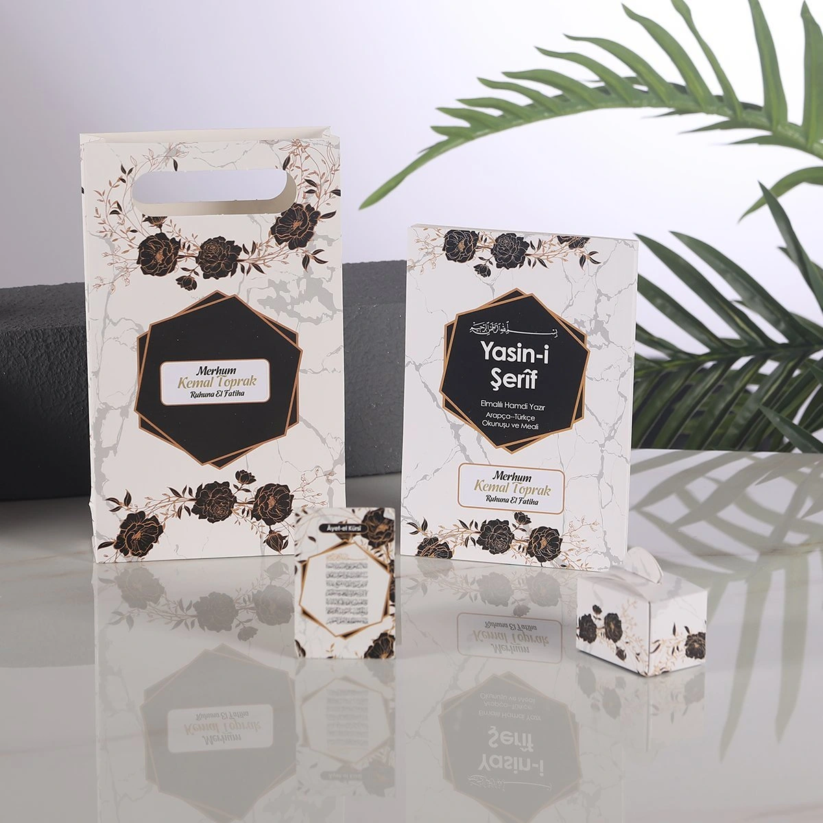 Altıgen Siyah Yasin + Çanta + Lokumluk + Magnet