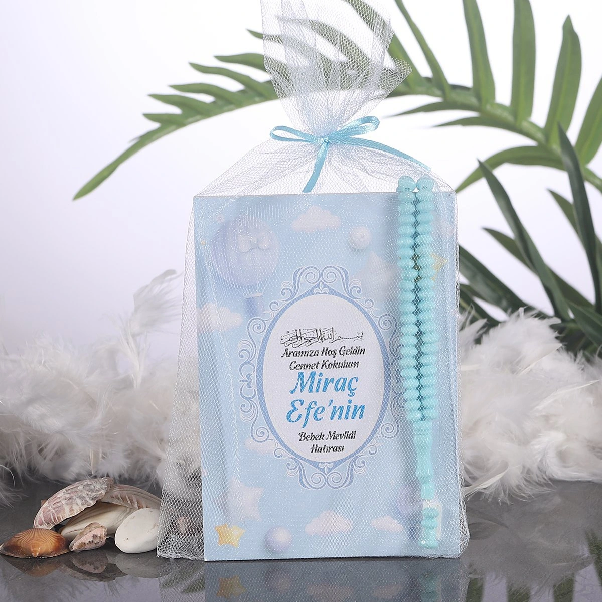 Balon Mavi Tül Kese + Yasin + Tesbih