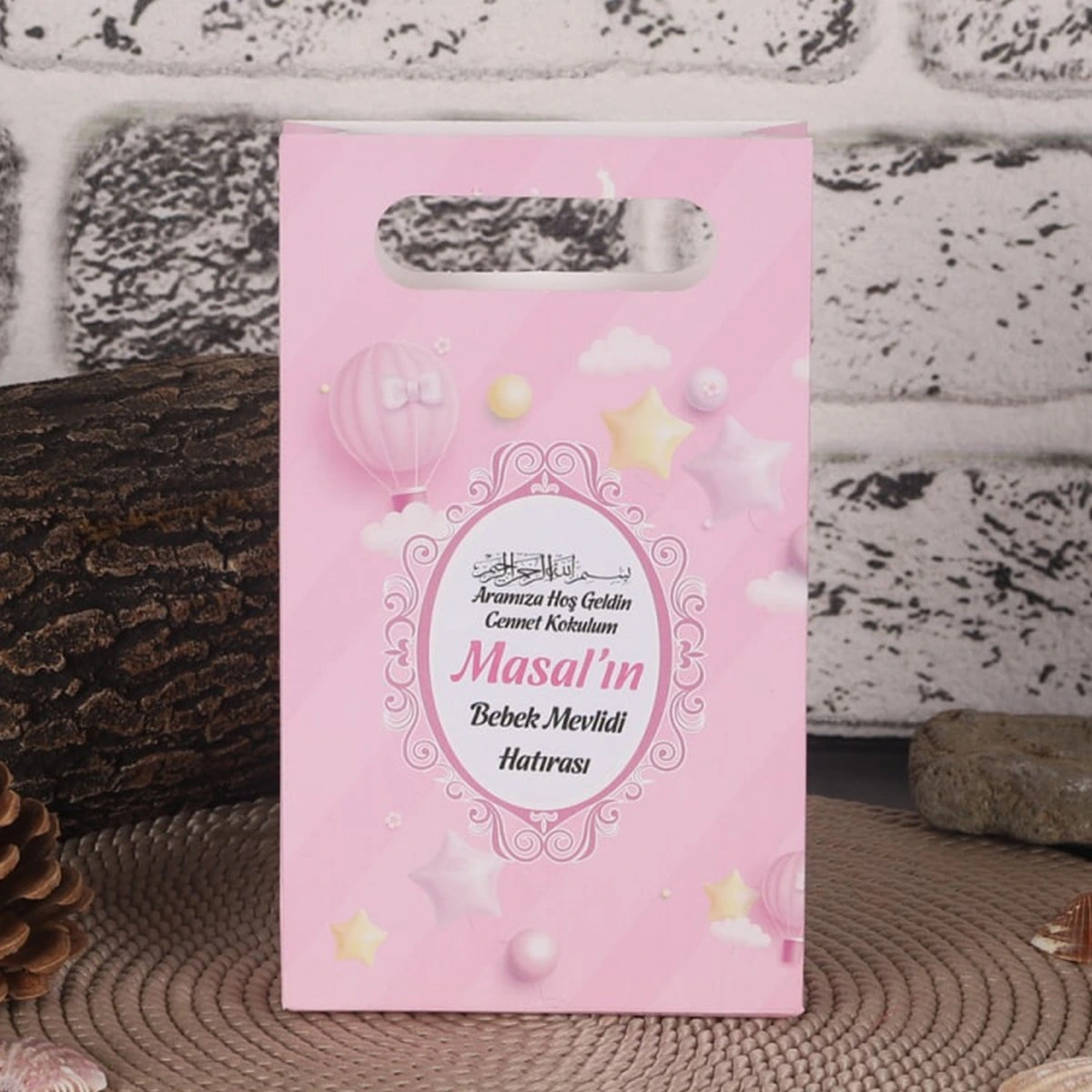 64 Sayfa Balon Pembe Karton Çanta