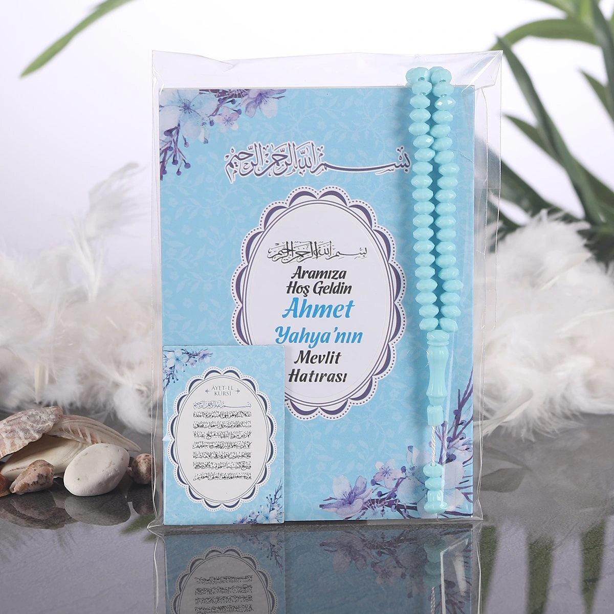 Çiçek Mavi OPP + Yasin + Magnet + Tesbih