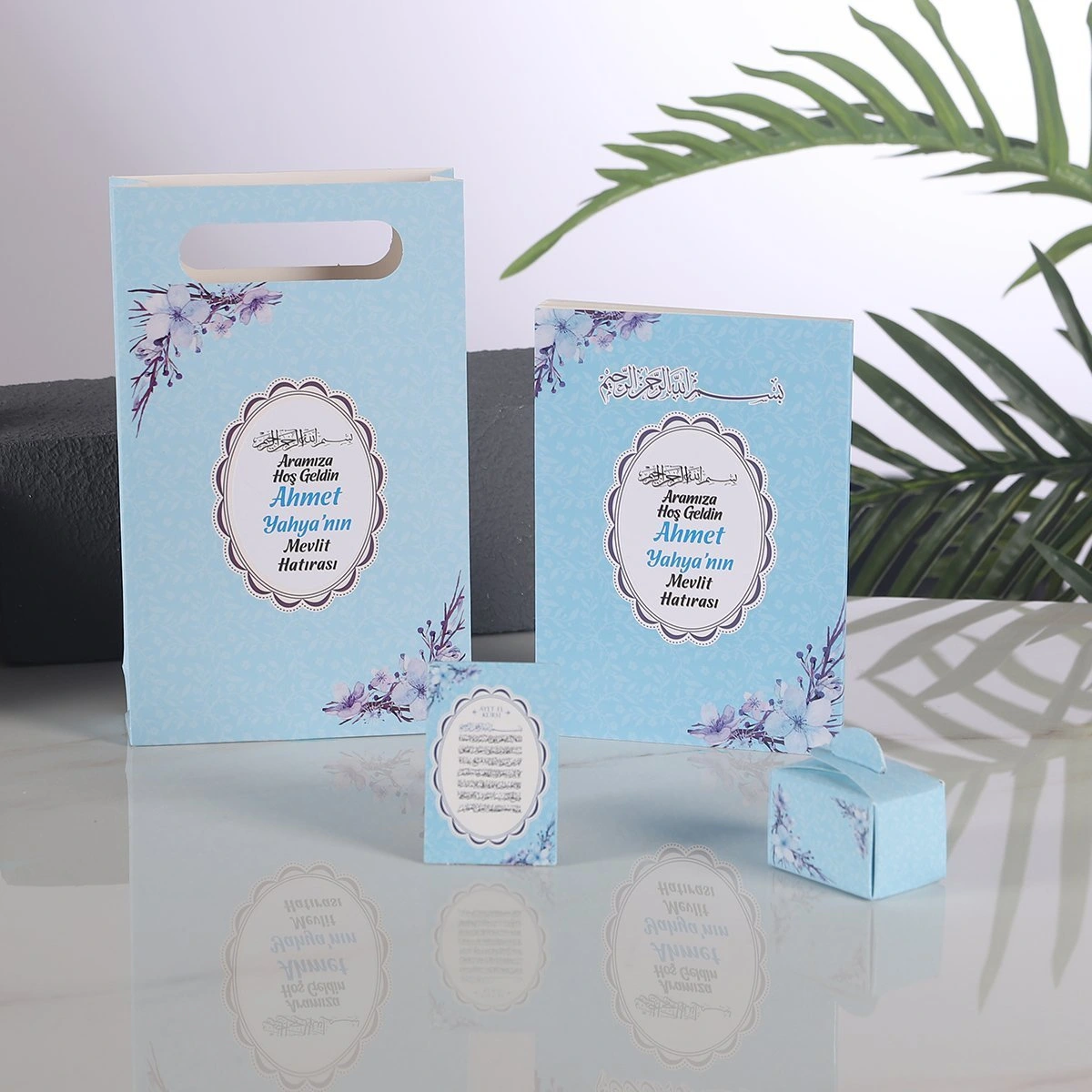 Çiçek Mavi Yasin + Çanta + Lokumluk + Magnet