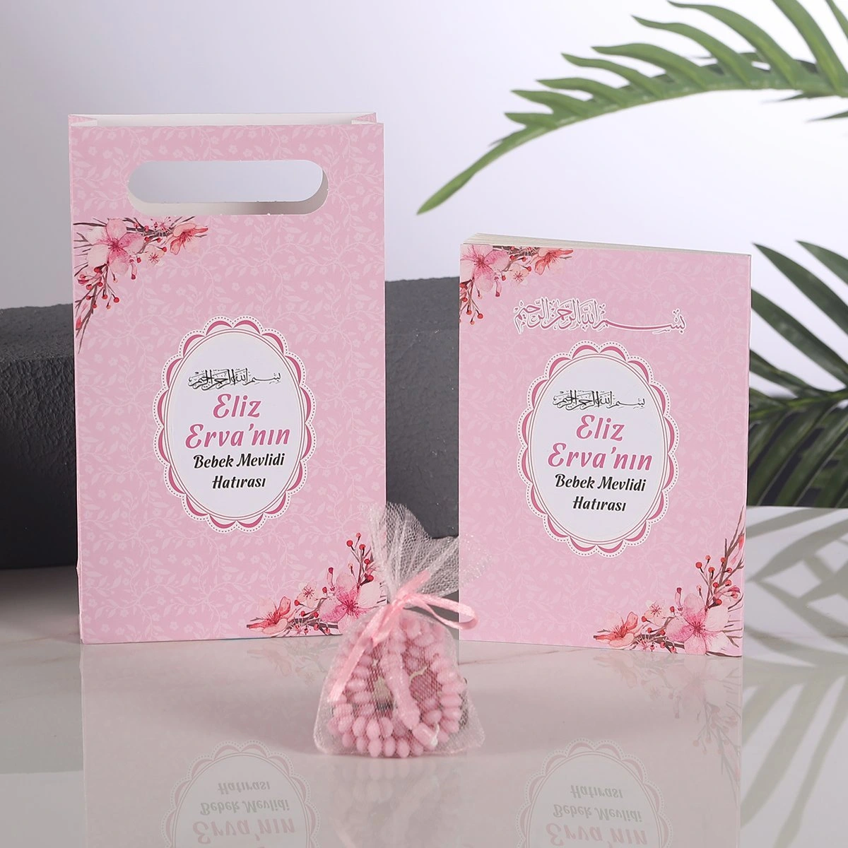 Çiçek Pembe Çanta + Yasin + Kese Tesbih