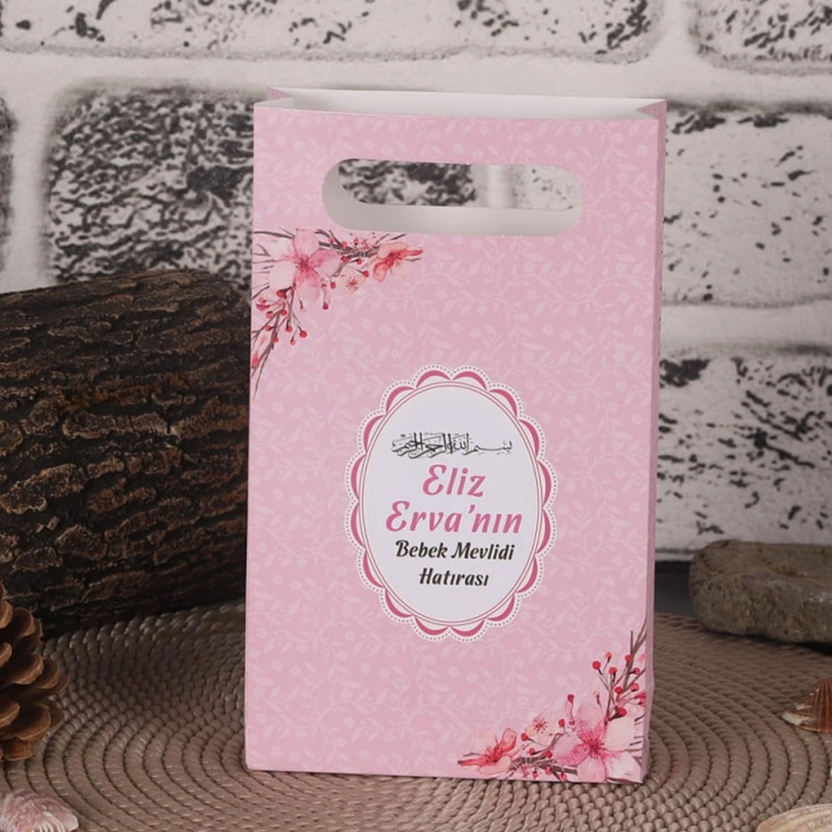 64 Sayfa Çiçek Pembe Karton Çanta