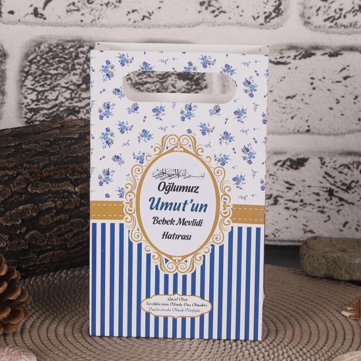 64 Sayfa Çizgi Lacivert Karton Çanta