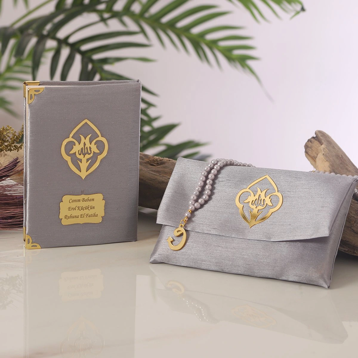 64 Sayfa Gri Çanta ve İnci Tesbihli Şantuk Yasin