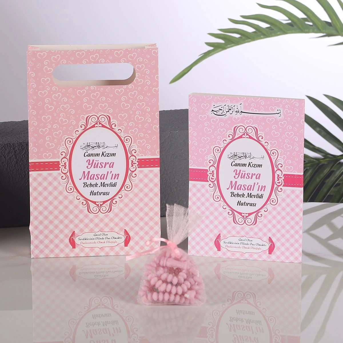 Kalp Pembe Çanta + Yasin + Kese Tesbih