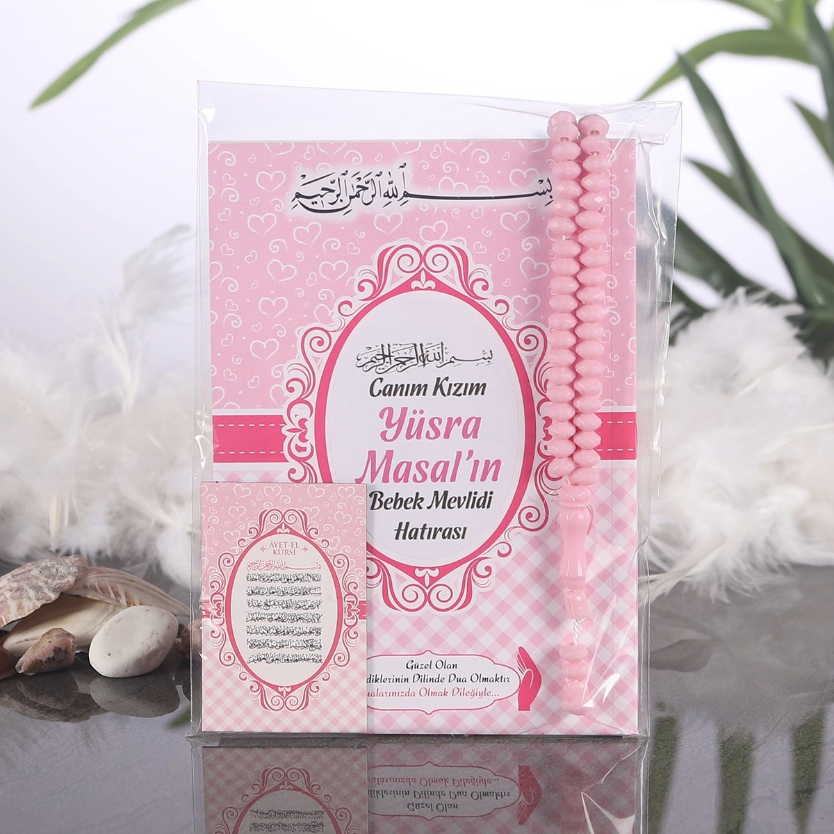 Kalp Pembe OPP + Yasin + Magnet + Tesbih