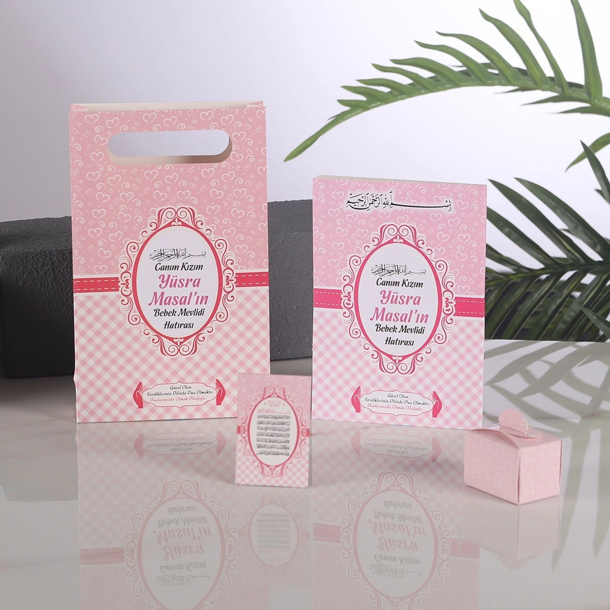 Kalp Pembe Yasin + Çanta + Lokumluk + Magnet