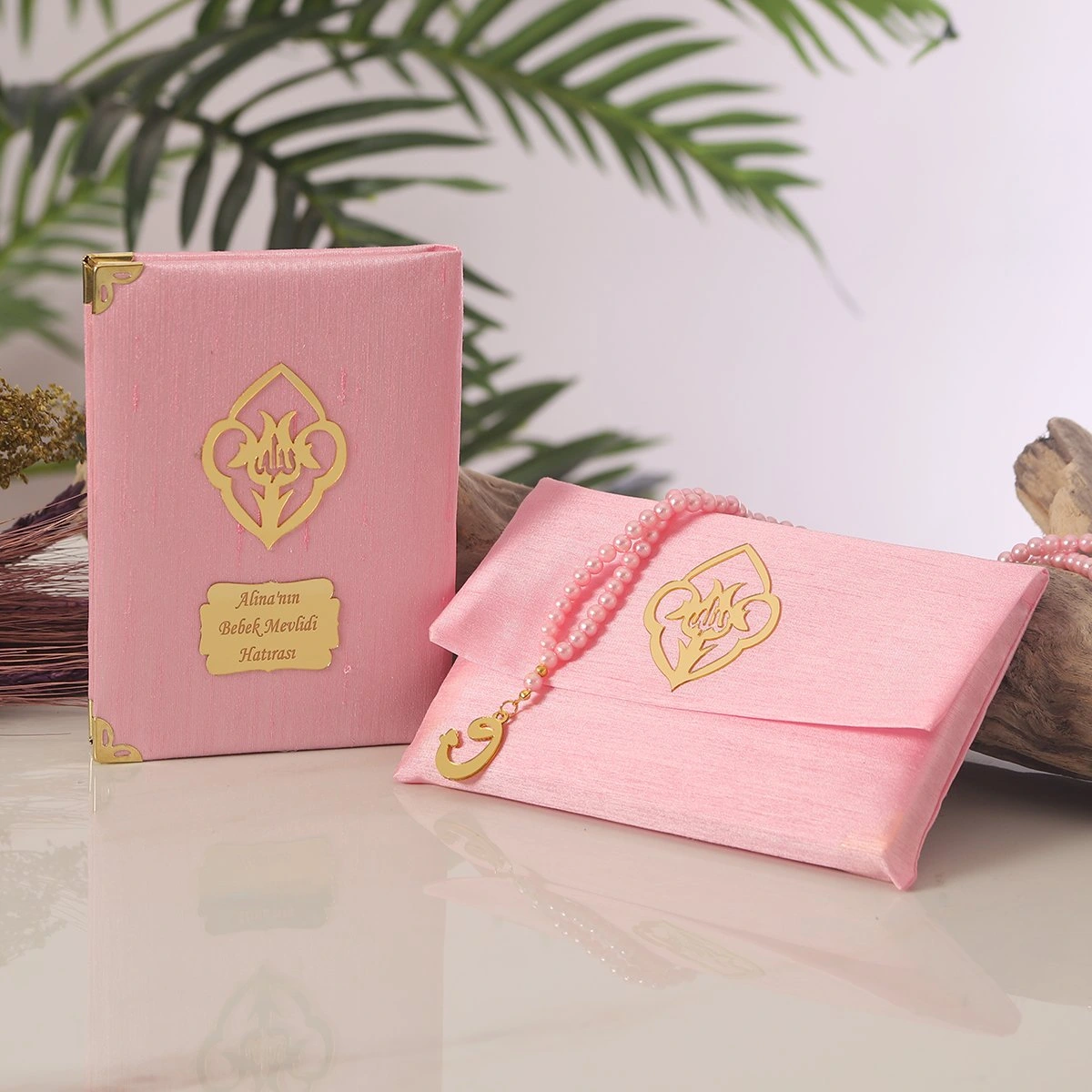 64 Sayfa Pembe Çanta ve İnci Tesbihli Şantuk Yasin