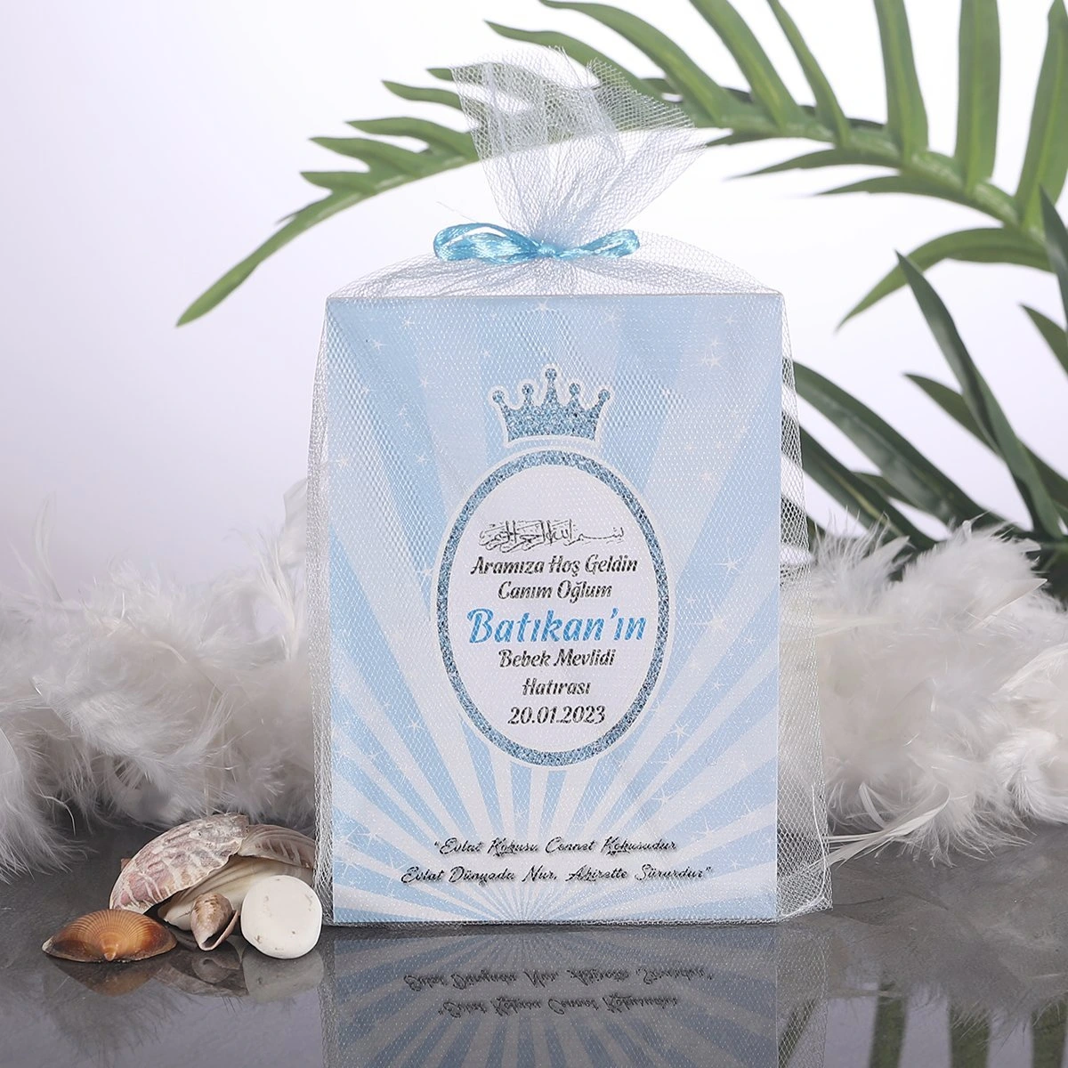 Taç Mavi Tül Kese + Yasin