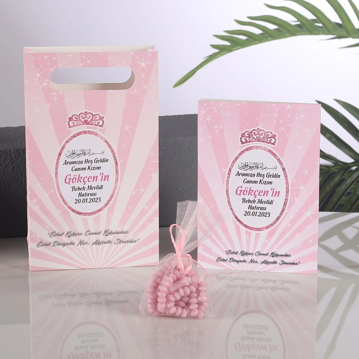 Taç Pembe Çanta + Yasin + Kese Tesbih
