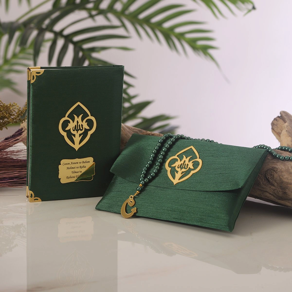 64 Sayfa Zümrüt Çanta ve İnci Tesbihli Şantuk Yasin