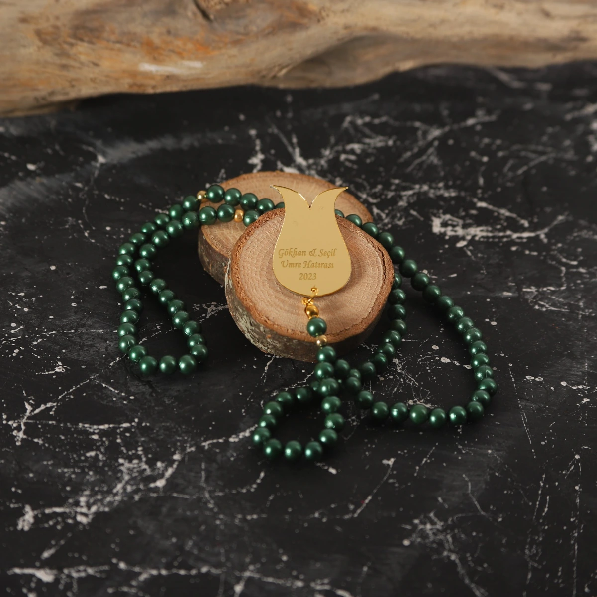 İsme Özel İnci Tesbih Zümrüt