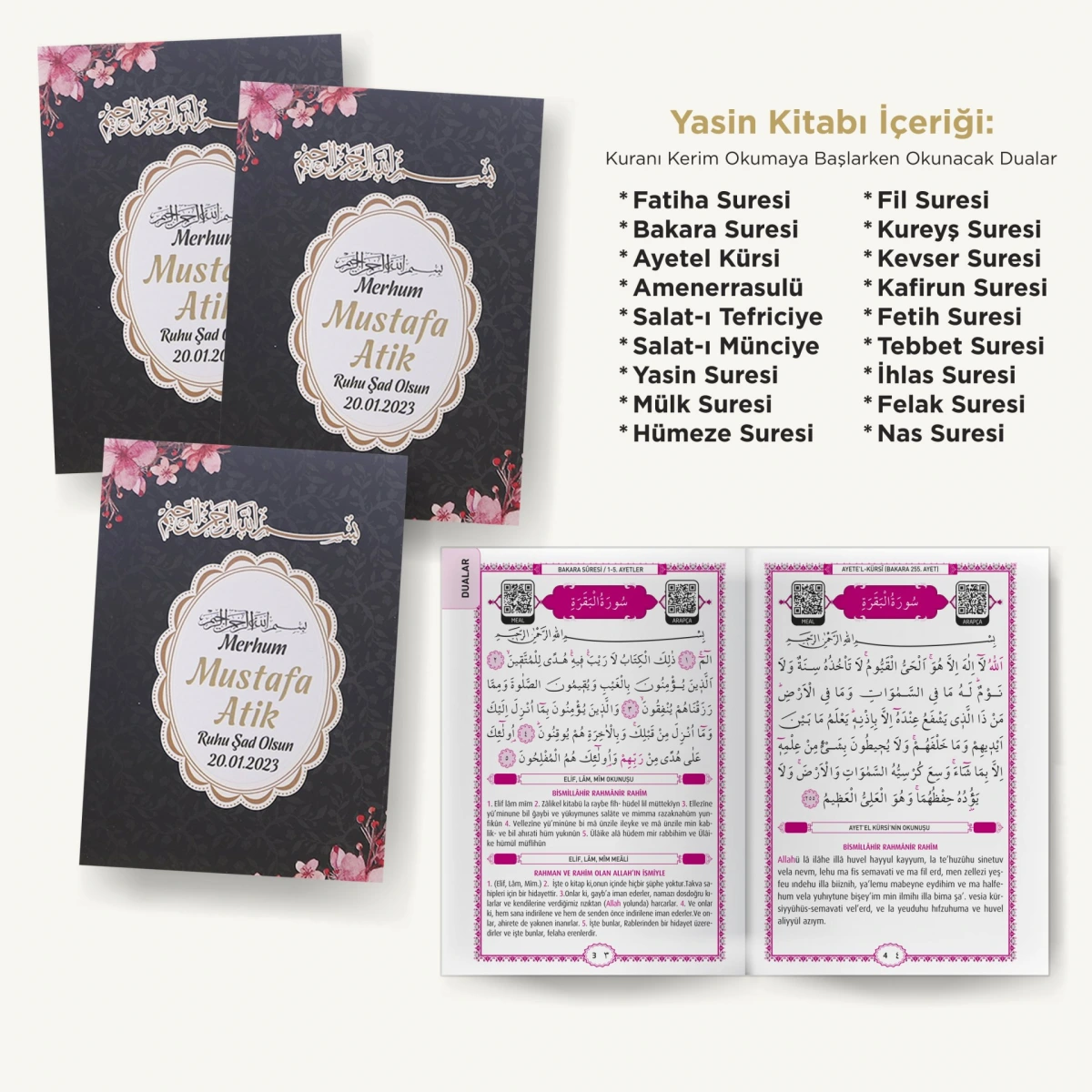 Çiçek Siyah Yasin + Lokumluk + Magnet